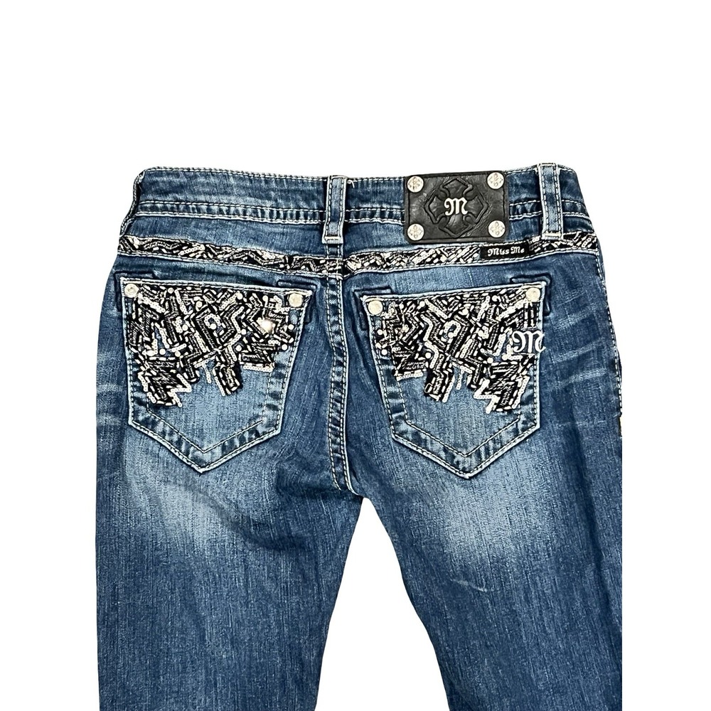 Miss Me Jeans Womens 26 Blue Signature Boot Embellished Pockets Bootcut JP76318